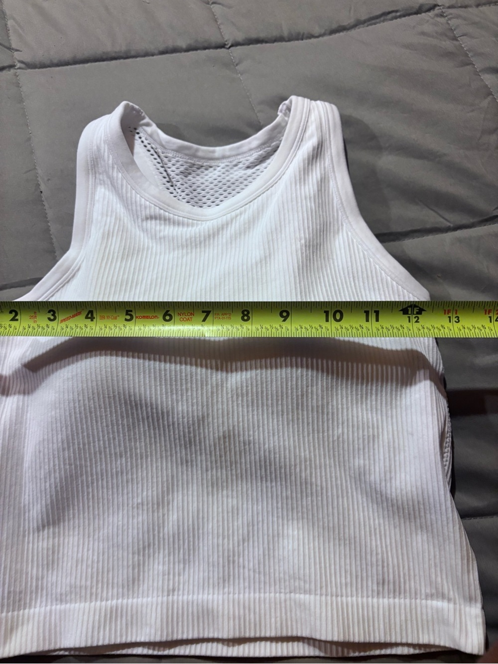 White Ribbed Racerback Crop Tank | Size Medium